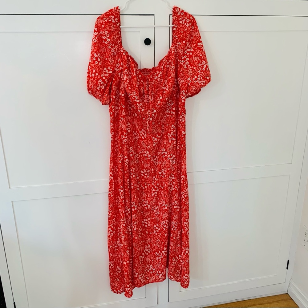 Shein Red Ditsy Floral Maxi Dress Size 4X